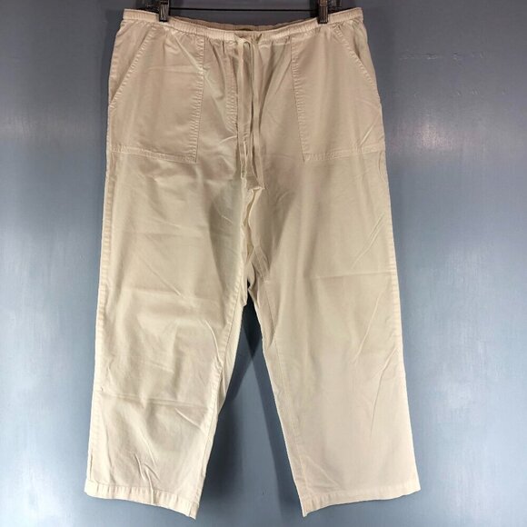 Lands' End White pull on Pants With Drawstring Size Medium Petite - Picture 1 of 6